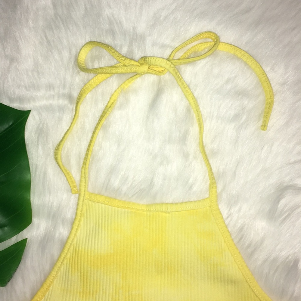 Sun and moon ribbed tie dye halter top - Picture 4 of 6